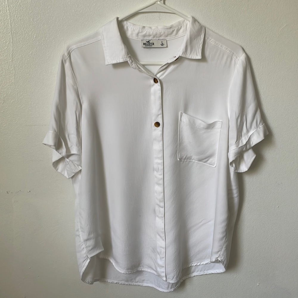 Hollister Womens Short Sleeve Regular Fit Button-Down Shirt